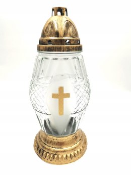 Duży ciężki znicz wysoki lampion z krzyżem Znicze