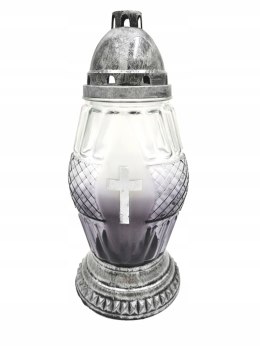 ELEGANCKI ZNICZ OMBRE Grafitowe szkło krzyżyk Duży