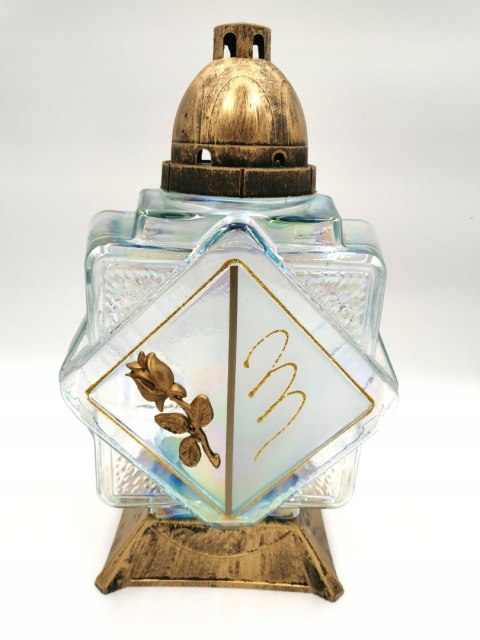 KAPLICZKA KWADRAT ZŁOTA TĘCZOWE SZKŁO RÓŻA ZŁOTA