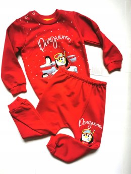 KOMPLET świąteczny Pingwin 80 bluza spodnie 12m