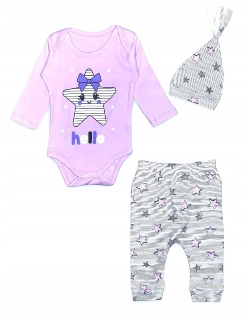 Piżamka dla dziewczynki 74 zestaw body spodnie hit