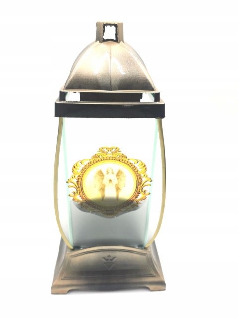 ZNICZ ANIOŁ BARYŁKA DUŻA ZŁOTA MATOWA LAMPION 32CM