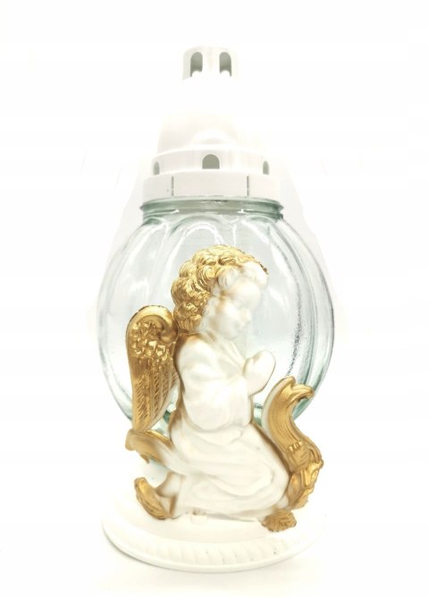 ZNICZ ANIOŁ biały znicze z aplikacją aniołek złoty