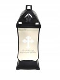ZNICZ LAMPION KAPLICZKA SZKLANA CZARNA 37CM LUSTRO
