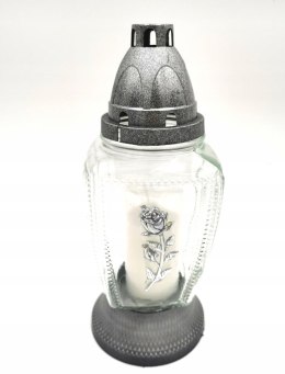 ZNICZ UNIWERSALNY PIĘKNY KWIAT SREBRNA RÓŻA 25 CM