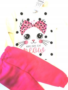 Zestaw dla dziewczynki dres 98 3 lata nadruk kotek