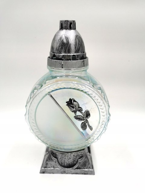 Znicz ARTYSTYCZNY RÓŻA MATOWY ZNICZ LAMPION SREBRO