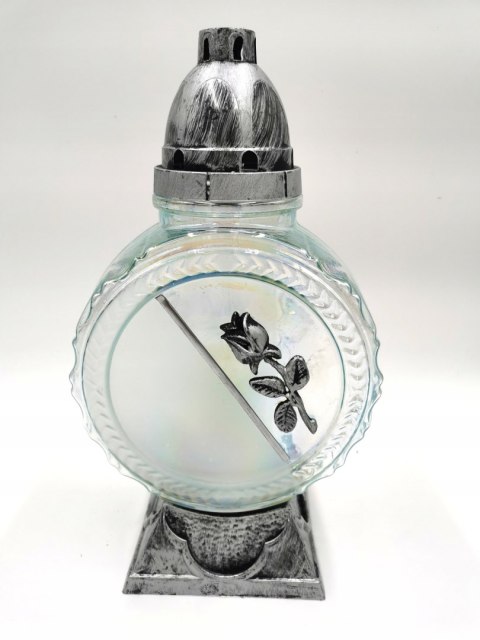 Znicz ARTYSTYCZNY RÓŻA MATOWY ZNICZ LAMPION SREBRO