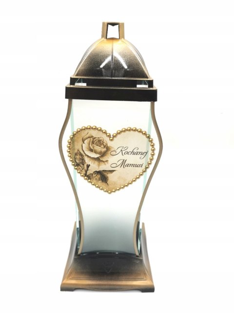 Znicz PIĘKNY LAMPION KOCHANEJ MAMUSI ZŁOTA RÓŻA