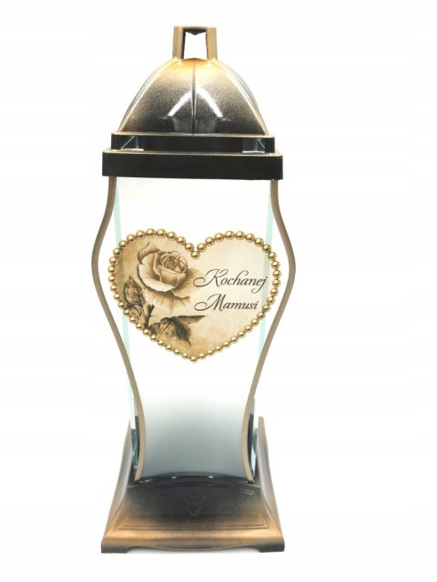 Znicz PIĘKNY LAMPION KOCHANEJ MAMUSI ZŁOTA RÓŻA