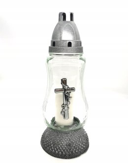 Znicz Szklany z aplikacją Srebrny Krzyż