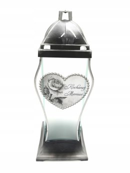 Znicz kapliczka KOCHANEJ MAMUSI SREBRNA SERCE 39CM