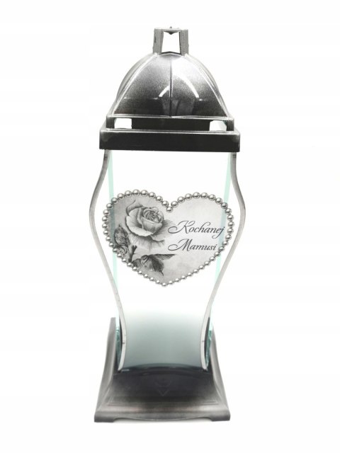 Znicz kapliczka KOCHANEJ MAMUSI SREBRNA SERCE 39CM