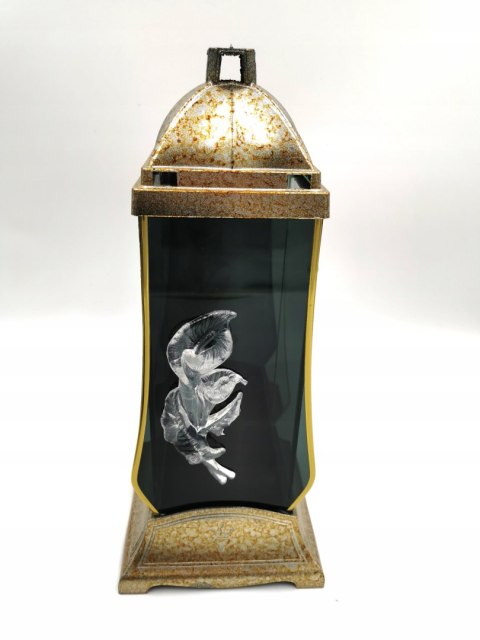 Znicz kapliczka złota marmurek kwiaty kalia duża