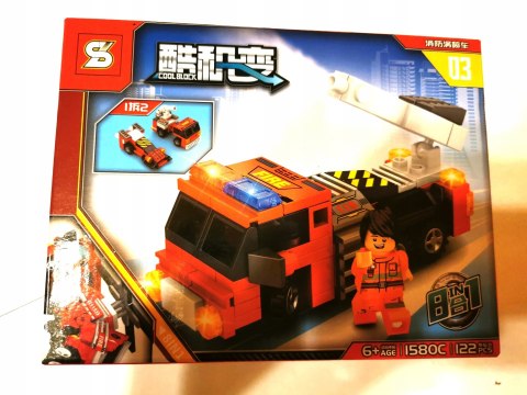 KLOCKI WÓZ STRAŻACKI STRAŻAK STRAŻ POŻARNA PREZENT