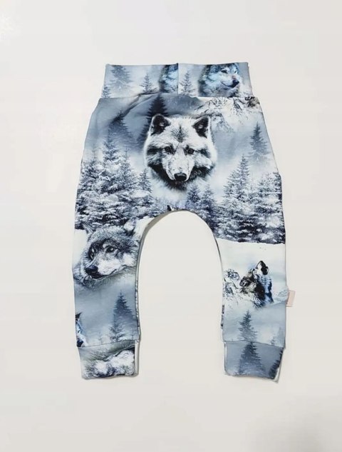 Modny dres komplet bluza spodnie 92 wilki błękit