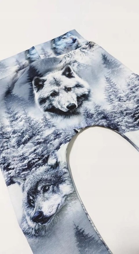 Modny dres komplet bluza spodnie 92 wilki błękit