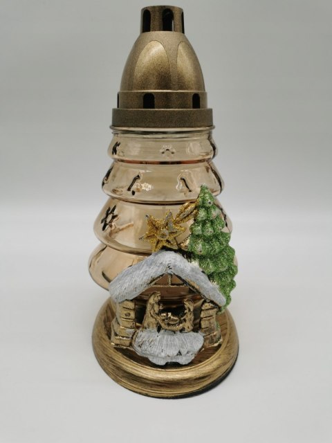 ZNICZ choinka świąteczna złota z szopką BURSZTYN