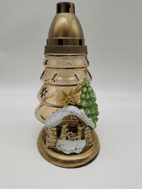 ZNICZ choinka świąteczna złota z szopką BURSZTYN