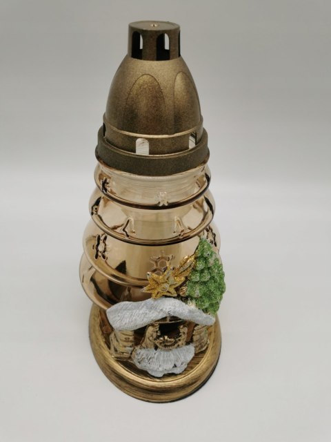 ZNICZ choinka świąteczna złota z szopką BURSZTYN