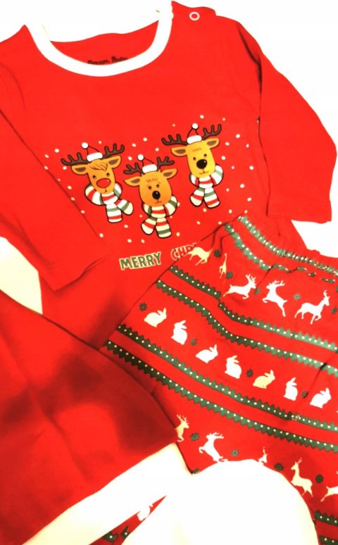 Zestaw Świąteczny body spodnie Komplet Renifery 80