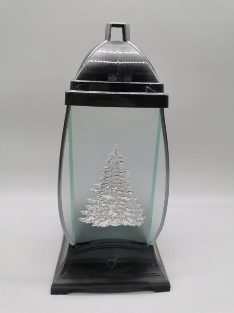 Znicz świąteczny choinka srebrna bryła szklana