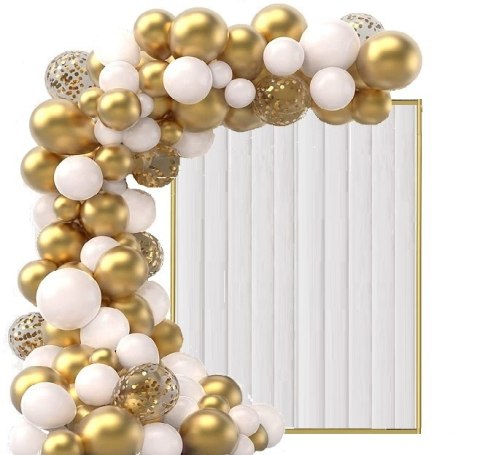 BALONY girlanda BIAŁE konfetti ZŁOTE 120 ślub wese