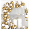 BALONY girlanda BIAŁE konfetti ZŁOTE 120 ślub wese