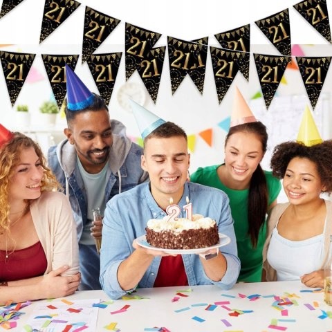 Baner tło urodzinowe 21urodziny girlanda balony