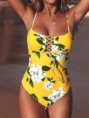CUPSHE STRÓJ KĄPIELOWY ŻÓŁTY bikini Kwiaty L 40