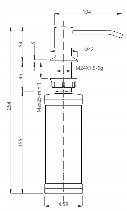 DOZOWNIK do ZLEWU na płyn do mycia naczyń CHROM