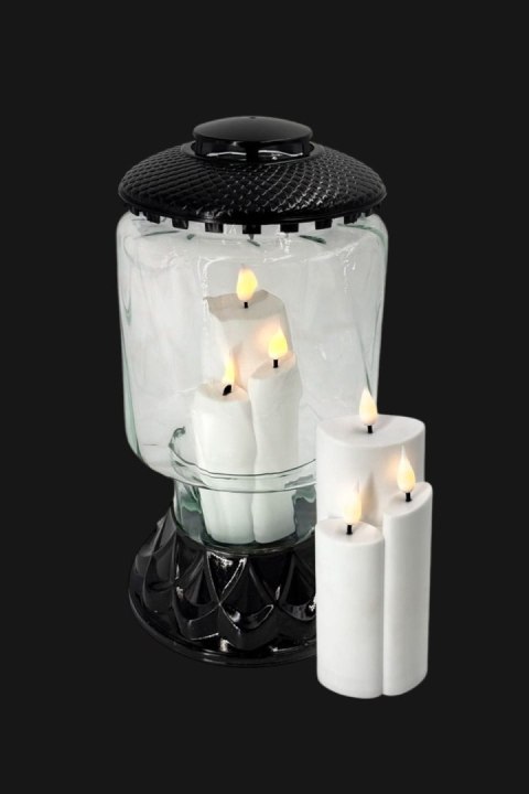 Duży znicz czarny lampion wazon przezroczyste szkło masywny ciężki vintage