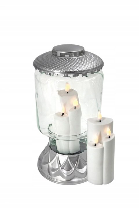 Duży znicz czarny lampion wazon przezroczyste szkło masywny ciężki vintage