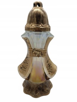 ELEGANCKI ZNICZ ZŁOTY WYSOKI ARTYSTYCZNY ZDOBIONE SZKŁO