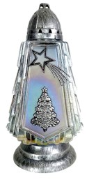 WYSOKI PIĘKNY ZNICZ SREBRNA CHOINKA ZNICZ ŚWIĄTECZNY CHOINKA