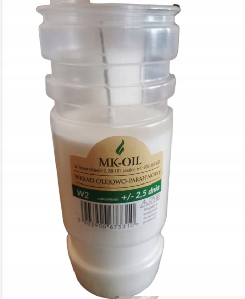 Wkład olejowo- parafinowy do zniczy W2 2,5 dnia
