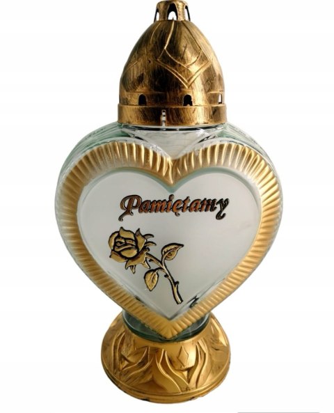 ZNICZ PIĘKNY KOMPLET ZNICZY 2X DUŻE MLECZNE SERCE KOCHAMY PAMIĘTAMY RÓŻAMI