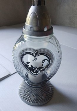 ZNICZ SERCE ZŁOTE SREBRNE VINTAGE DEKORACYJNE ZNICZE 29 CM