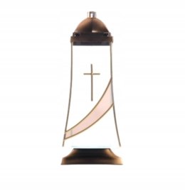 ZNICZ SZKLANA DUŻA KAPLICZKA ZŁOTA WSTĘGA