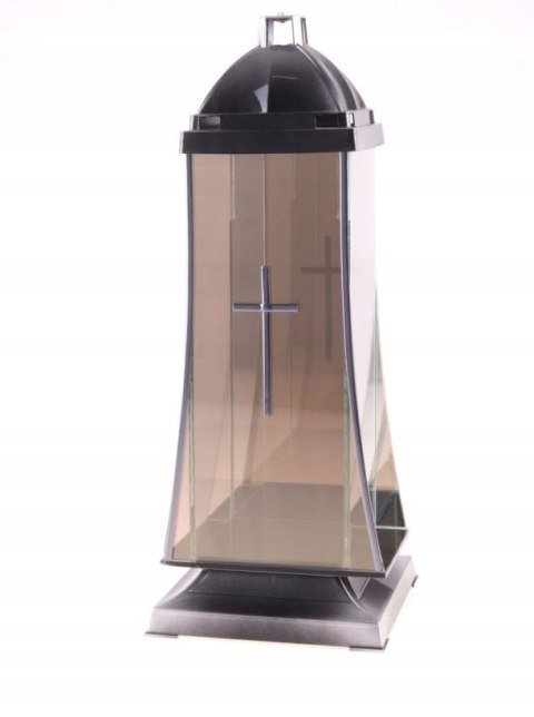 ZNICZ SZKLANA KAPLICZKA WYSOKI EKSKLUZYWNY ZNICZ LAMPION 4D Z KRZYŻEM