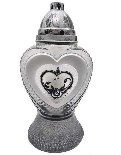 ZNICZ ZNICZE ZŁOTE SREBRNE SERCE DUŻY MASYWNY LAMPION HEART