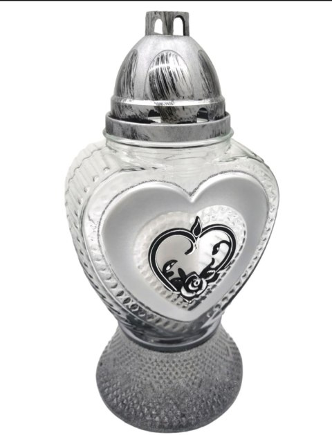 ZNICZ ZNICZE ZŁOTE SREBRNE SERCE DUŻY MASYWNY LAMPION HEART