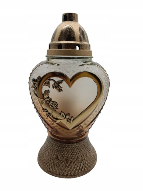 ZNICZ ZNICZE ZŁOTE SREBRNE SERCE DUŻY MASYWNY LAMPION HEART