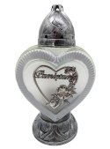 ZNICZ srebrne SERCE DUŻY LAMPION Pamiętamy Ze srebrną Różą