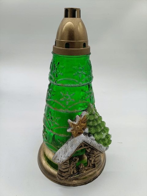 Znicz Choinka zielona Lampion na grób Duży na Boże Narodzenie szopka 35 cm