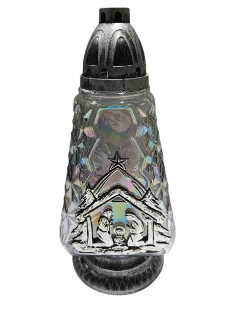 Znicz SREBRNA SZOPKA świąteczna duży Znicz na Boże Narodzenie zdobiony