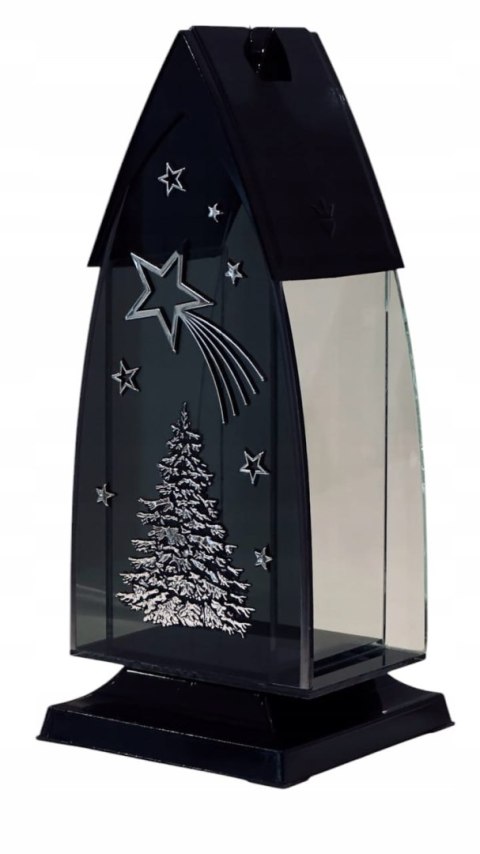 Znicz świąteczny kapliczka choinka srebrna czarny znicz gwiazdka srebrna