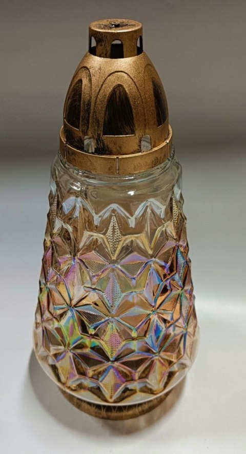 Znicz świąteczny złota choinka świąteczna tęczowa 35 cm z gwiazdką